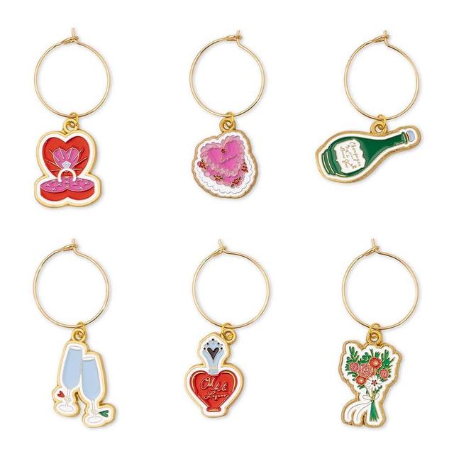 kate spade new york Wedding Theme Drink Glass Markers, Cup Identifier Wine Charm Tags, Wine Glass Clips for Champagne Flutes, Cocktails, and Martinis, Wedding Cake Toss