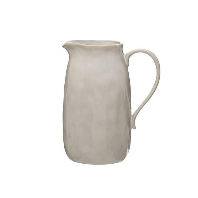 Creative Co-Op Stoneware, Reactive Glaze Pitcher, 96 oz, White