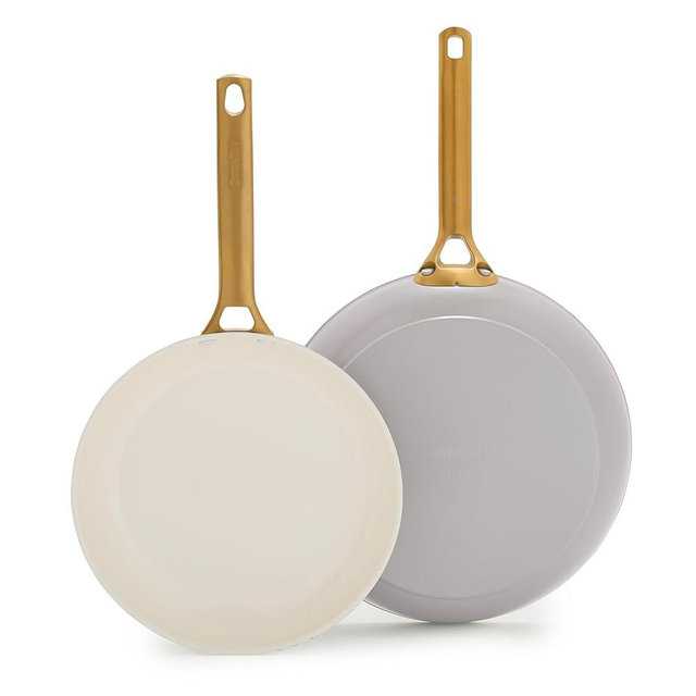 GreenPan Nonstick Reserve Pro 10” & 12” Frying Pan Set, NSF Certified Ceramic, Hard Anodized PFAS-Free Skillets, Stainless Steel Handles, Oven & Dishwasher Safe, Oyster Gray