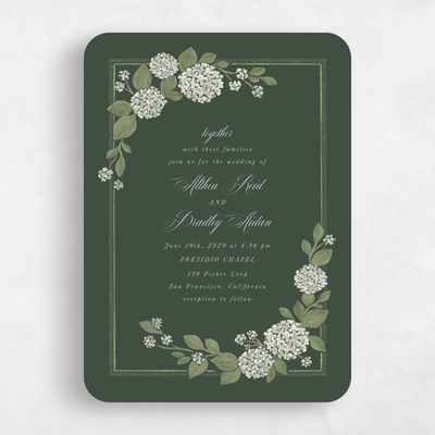 Green Rounded Wedding Invitation - Giselda Classic