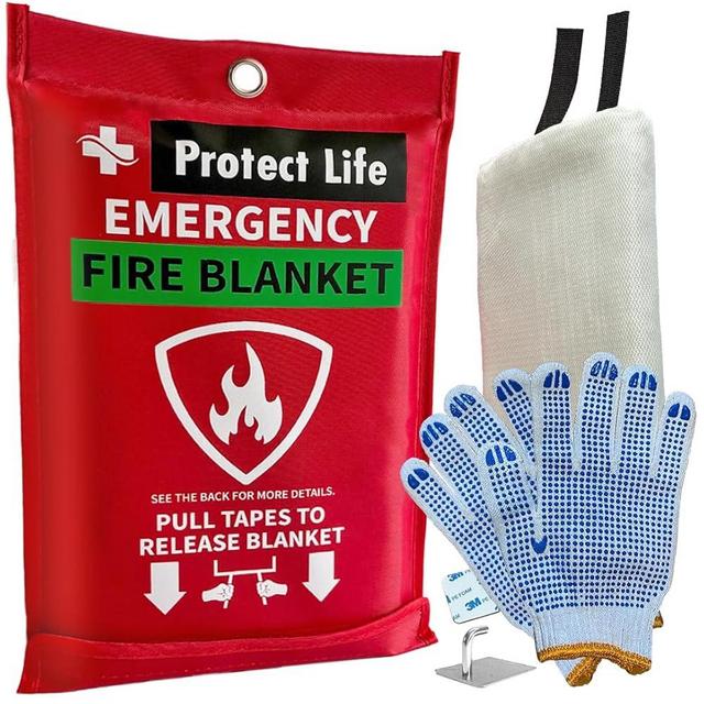 Protect Life Fire Blankets Emergency for Home & Outdoors, 40" x 40" Emergency Fire Blanket for Kitchen, Cooking & Clothing Fire Suppression Blanket, Fire Safety Blanket, Quick & Easy to Use, (1 Pack)