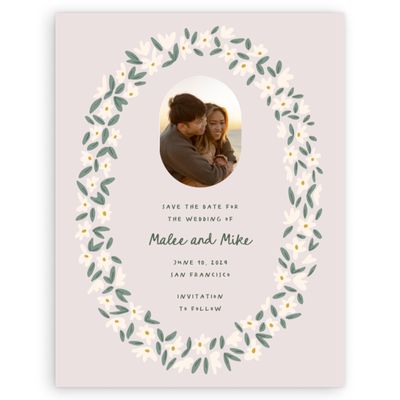 Light Mauve, Pink Wedding Digital Save the Date - Marguerite Photo