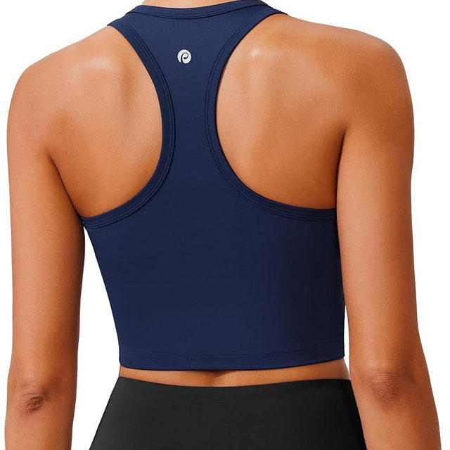 PINSPARK Sports Bra Longline Racerback Tank Tops for Women Padded Workout Yoga Top