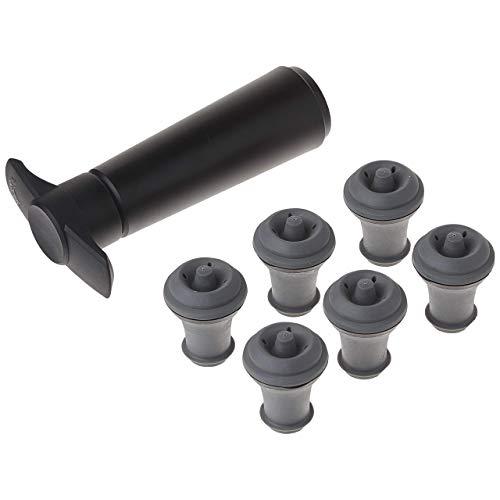 Vacu Vin Wine Saver Pump, Black with 6 Vacuum Bottle Stoppers
