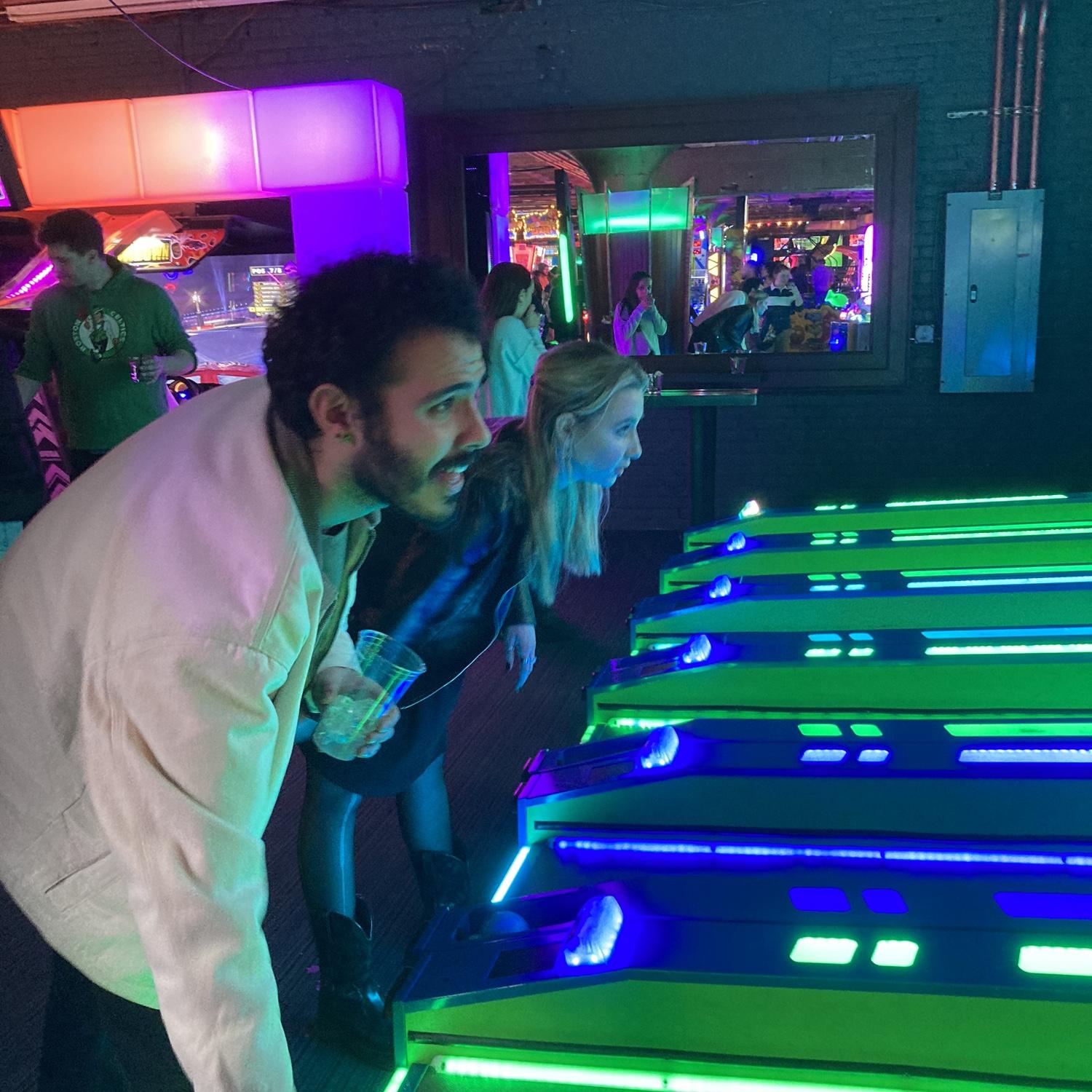 Emily Winning Skeeball, Winter 2024