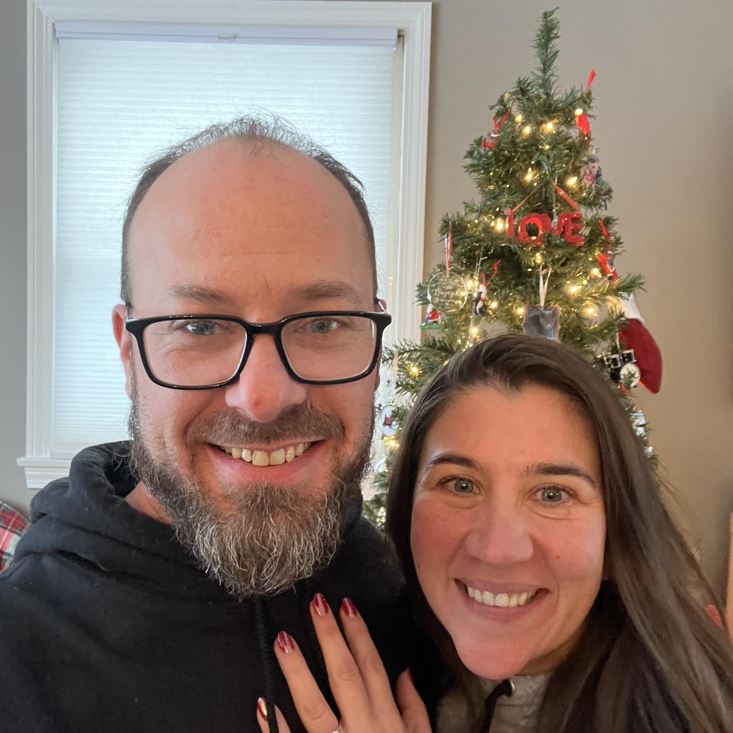 Christmas Eve morning just after Thom proposed!