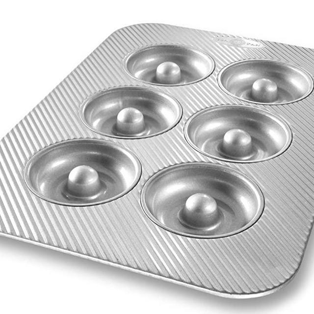 USA Pan (1260DN) Bakeware Aluminized Steel Donut Pan, 6-Well