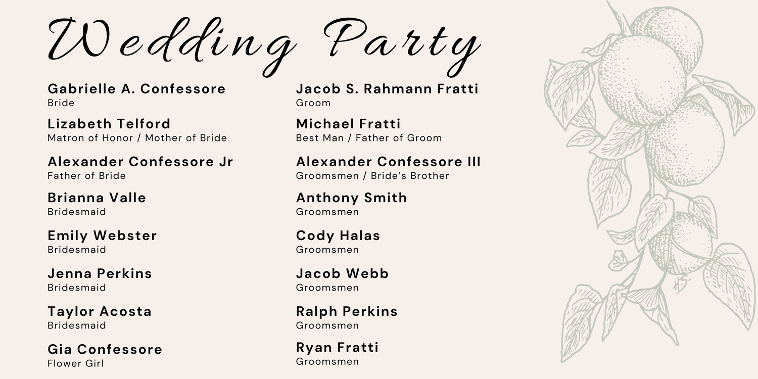 The Wedding Website of Gabrielle Confessore and Jacob Fratti
