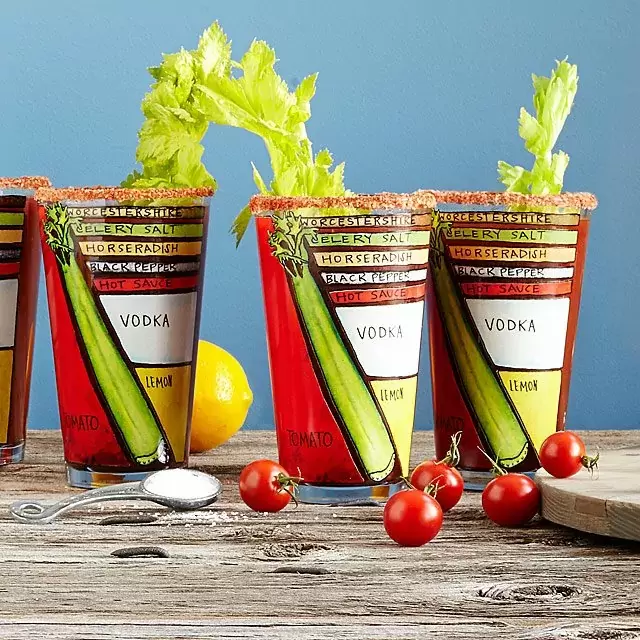 Bloody Mary Diagram Glassware - Set of 2