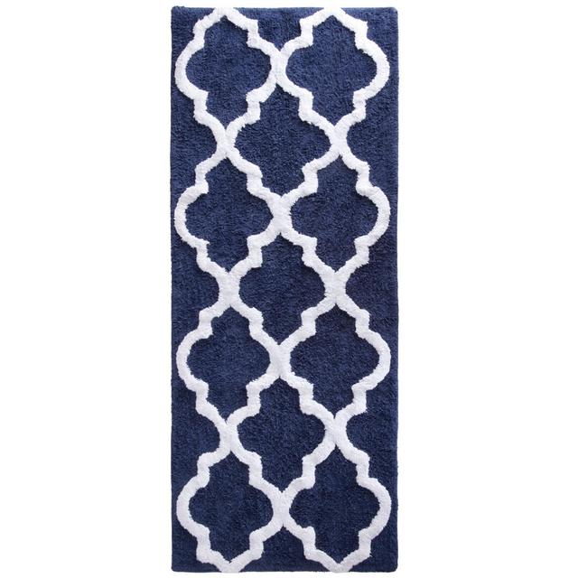 Trellis Bath Mat Navy - Yorkshire Home