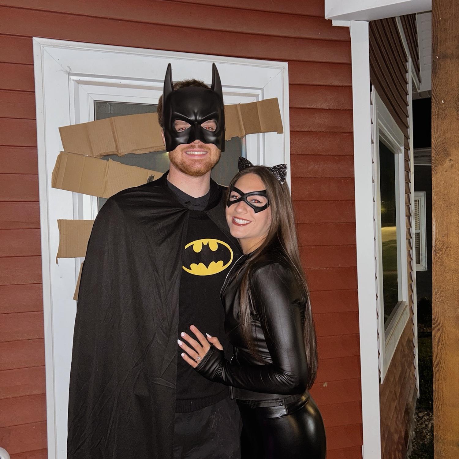 Halloween as Batman and Cat-woman