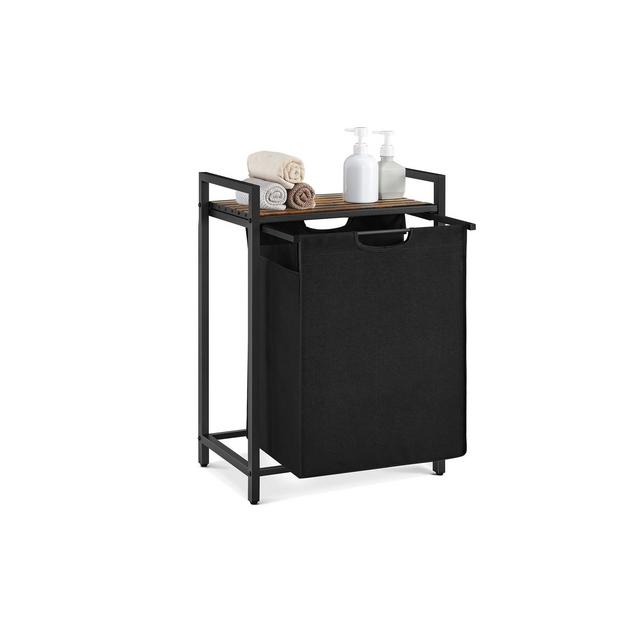 VASAGLE Laundry Hamper Laundry Basket, Laundry Sorter with Pull-Out and Removable Laundry Bag, 17.2 Gallons Rustic Brown and Black