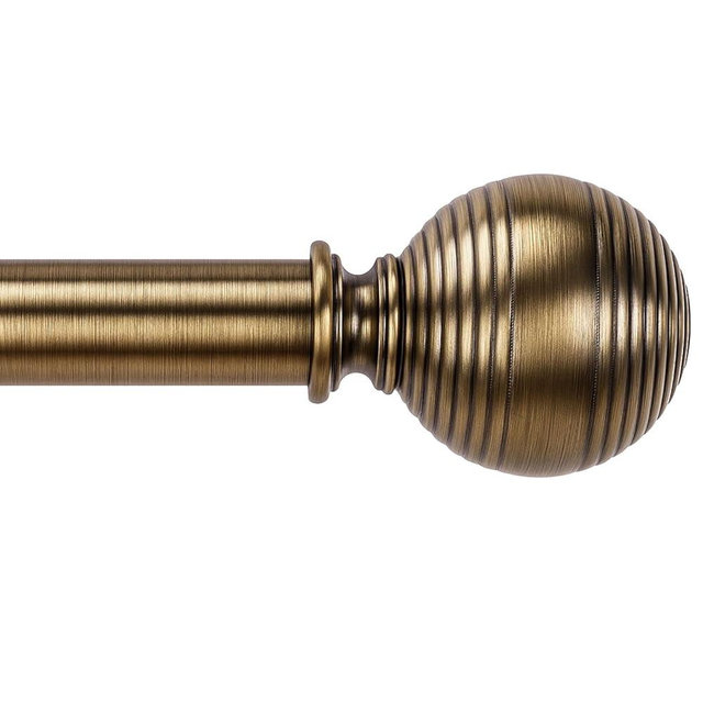 Brass Curtain Rods for Windows 18 to 88 inch, 1 Inch Adjustable Curtain Rod, Heavy Duty Window Curtains Rod for Bedroom Living Room, Modern Decorative Drapery Rods Orb Finials