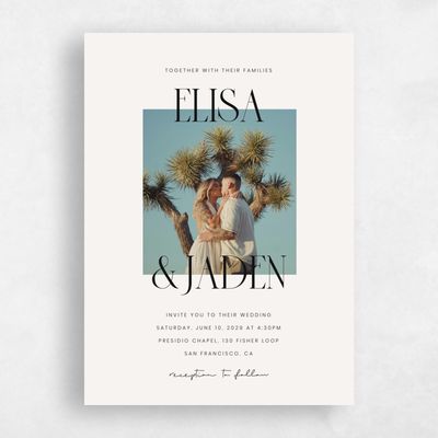Light Oatmeal, Beige Wedding Invitation - Garrett Photo