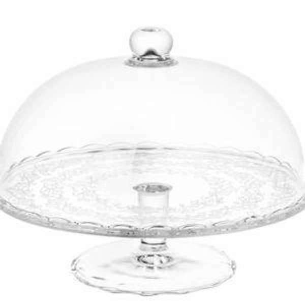 ARV BRÖLLOP Cake stand with lid - clear glass 11 "