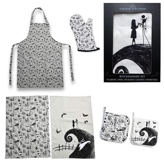 Seven Times Six Disney Nightmare Before Christmas Jack and Sally Baking Set (Apron, Towels, Mitts, and Pot Holders)