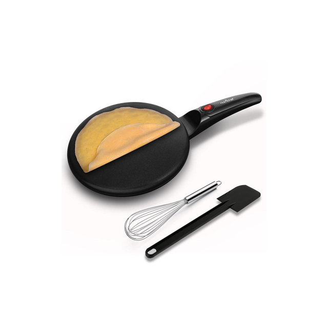NutriChef Electric Griddle Crepe Maker-Hot Plate Cooktop, Nonstick Coating, Automatic Temperature Control & Plug-in Operation for Kitchen & Countertop