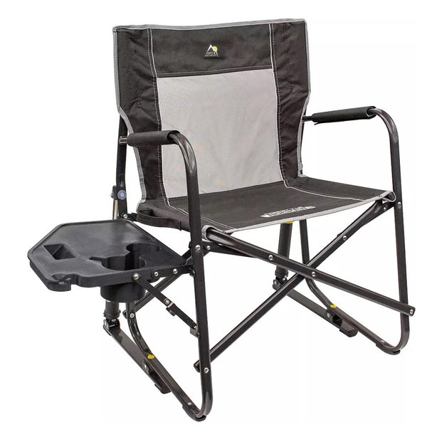 GCI Outdoor Freestyle Rocker with Side Table Rocker Chair - Heathered Pewter