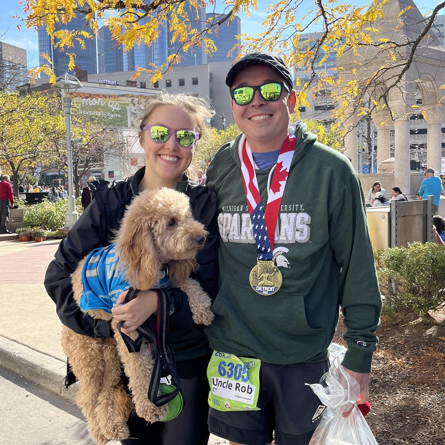 After Robbie completed the Detroit International Marathon!