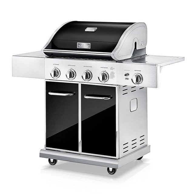 4 Main Burner with 1 side burner - Heavy-Duty 5-Burner Propane Gas Grill - Stainless Steel Grill,  52,000 BTU Grilling Capacity, Electronic Ignition System, Built-in Thermometer