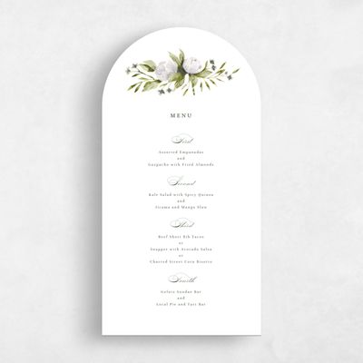White Arch Wedding Menu - Cordova