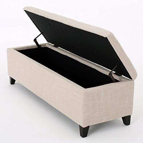 Christopher Knight Home Glouser Fabric Storage Ottoman, Light Beige