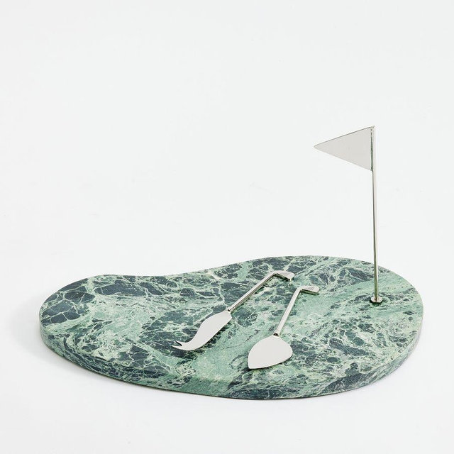 Figural Golf Putting Green Cheeseboard & Cheese Knives Set