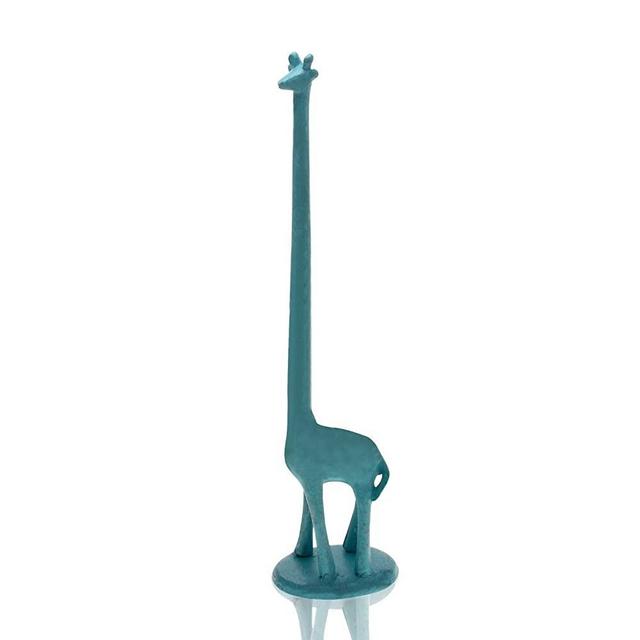 Paper Towel Holder or Free Standing Toilet Paper Holder- Cast Iron Giraffe Paper Holder - Bathroom Toilet Paper Holder or Stand Up Paper Towel Holder - Rustic Blue w/Vintage Finish by Comfify