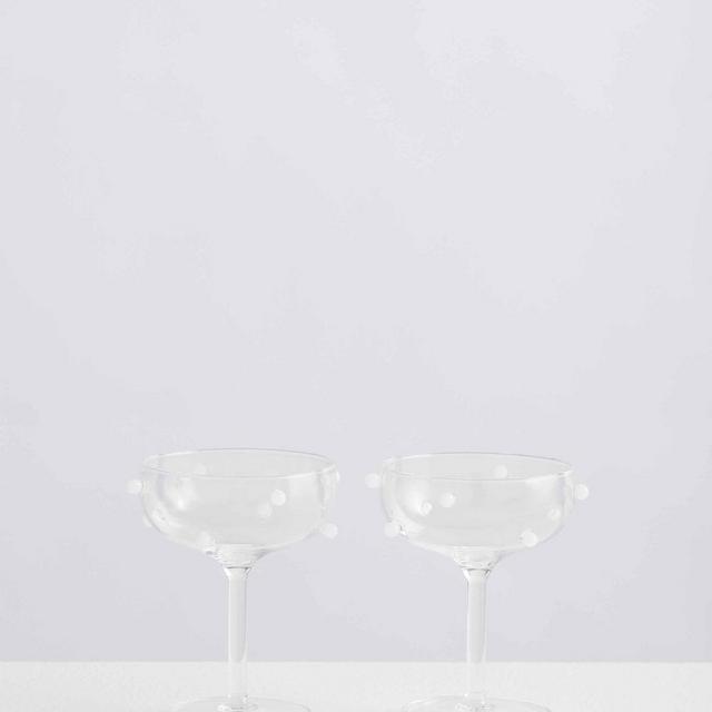 Pair of Coupe Glasses | Clear/White