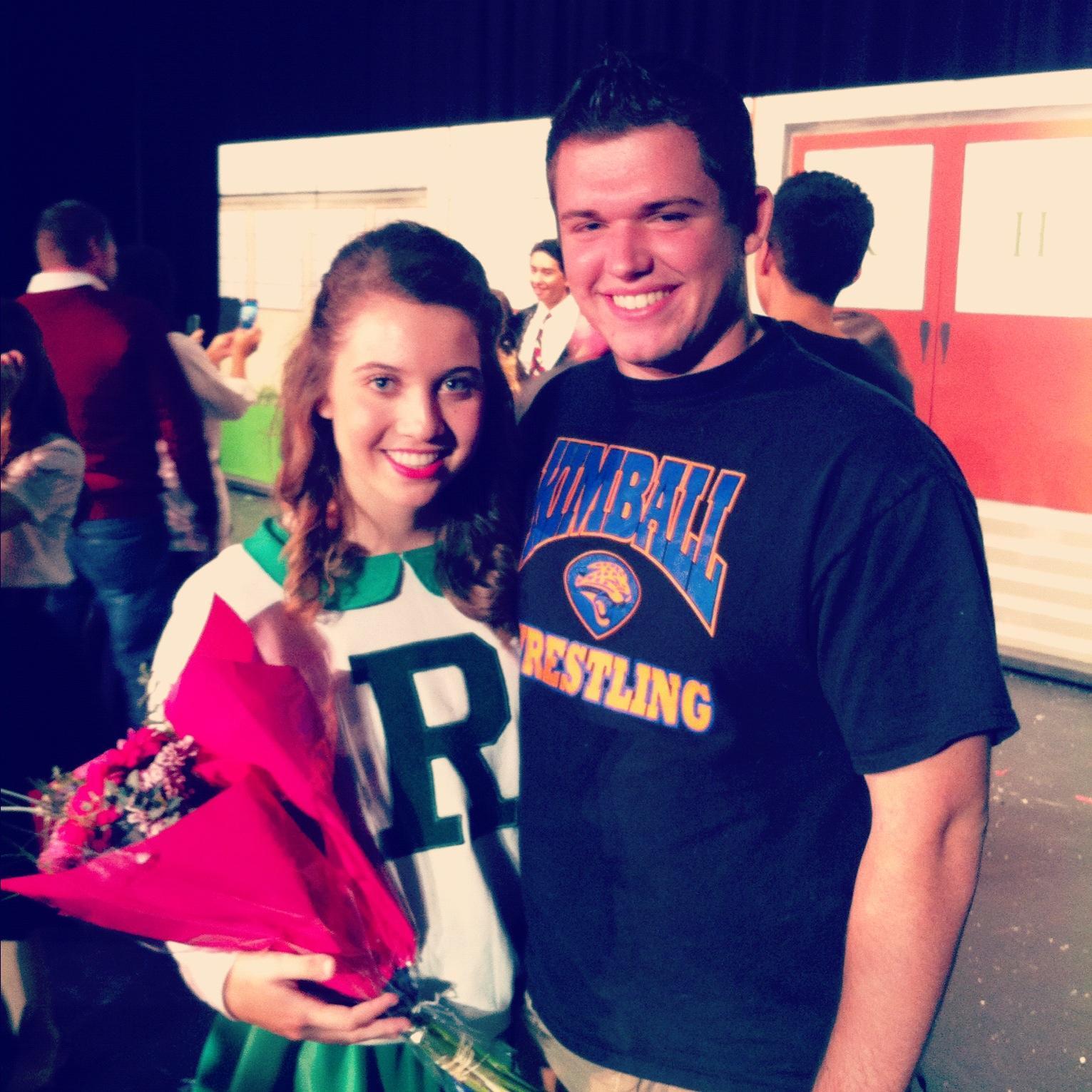 Nate gave me flowers after I performed in "Grease".