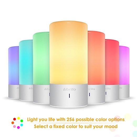 Albrillo Dimmable Bedside Lamp with Touch Sensor and Color Changing Modes - Warm White