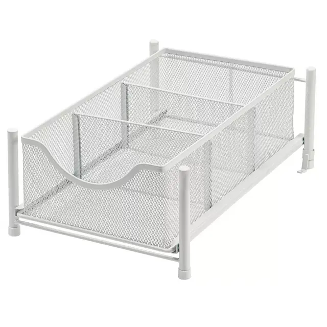 Squared Away™ Small Metal Mesh Cabinet Drawer in White