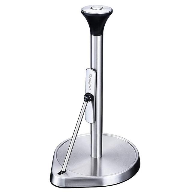 Dailyart Paper Towel Holder,Paper Towel Dispenser Stainless Steel Black Paper Towel Holder Stand Metal Paper Towel Rack Brushed with Tension Arm Heavy-Duty Non Slide,for Kitchen Countertop Pantry