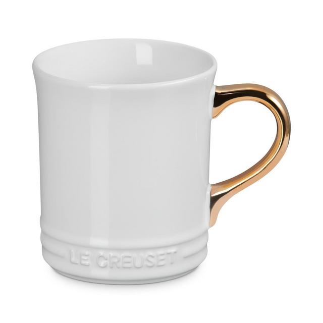 Le Creuset Stoneware Mug with Gold Metallic Handle, 14 oz.