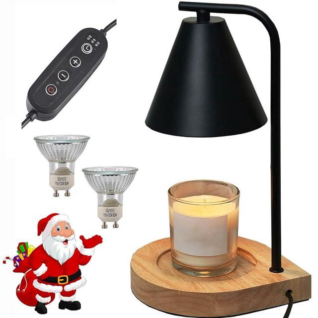 YODEWA Candle Warmer Lamp with Timer and Dimmer Remote, Christmas Bedroom Home Decor Wooden Base Black Electric Candle Wax Warmer Lamp for Jar Candles, Gifts for Mom/Women