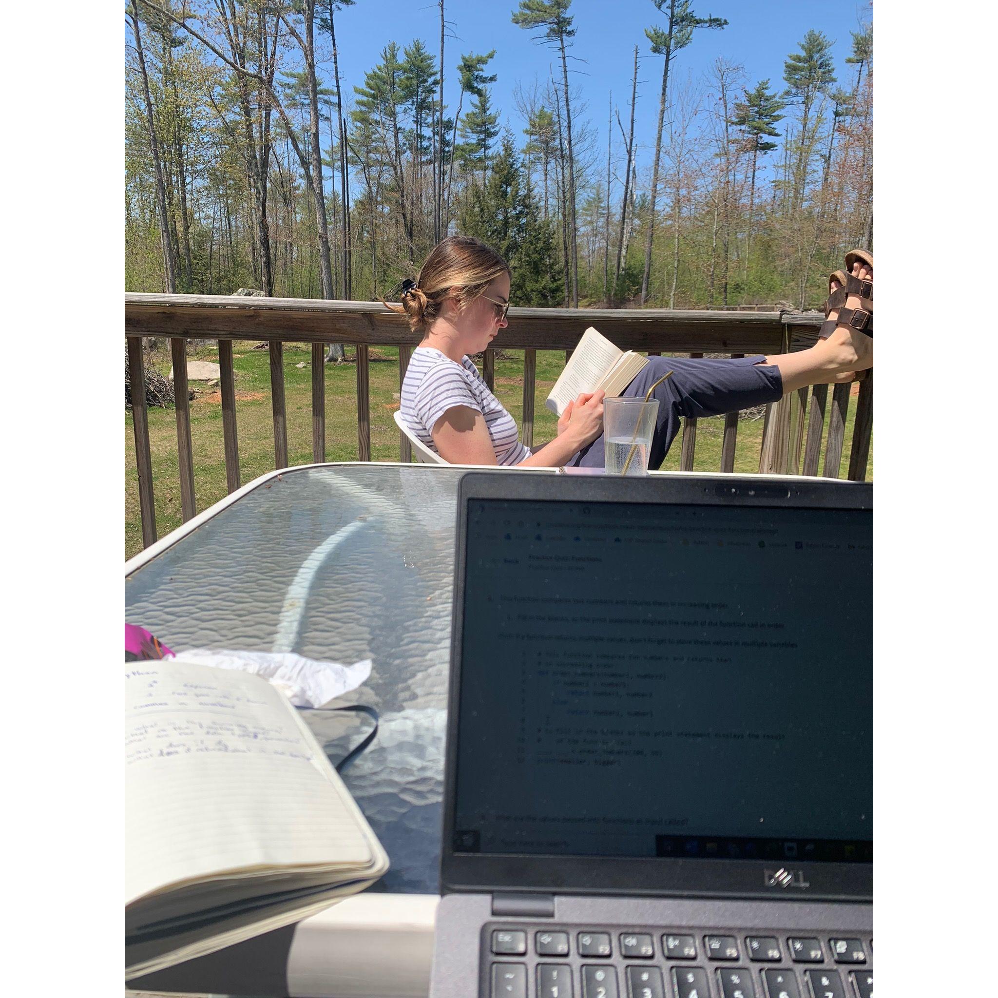 A lunch break during the work day, enjoyed on our back deck