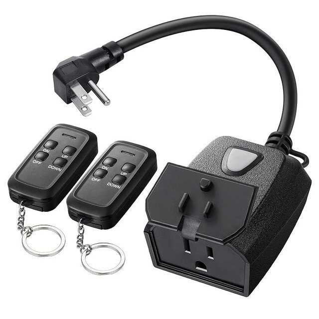 DEWENWILS Outdoor Dimmer for String Lights, Remote Control Plug, 100FT Range, Waterproof Plug in Dimmer for Dimmable LED/Tungsten Bulbs, FCC Listed