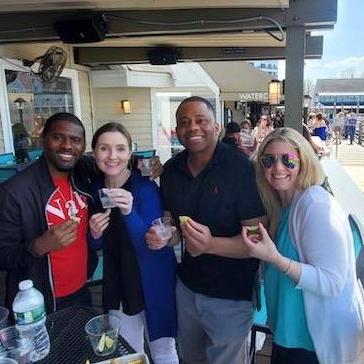 Celebrating our engagement with friends!