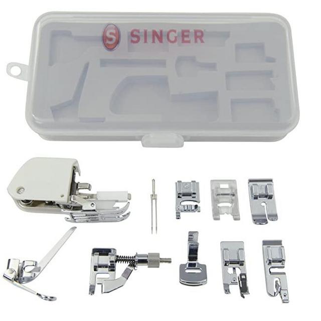 SINGER | Sewing Machine Accessory Kit, Including 9 Presser Feet, Twin Needle, and Case, Clear - Sewing Made Easy