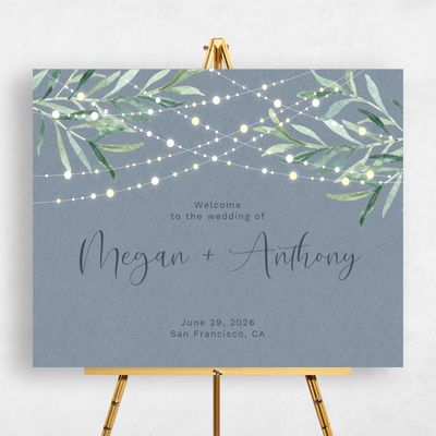 Slate, Blue Wedding Sign - Saranac Landscape