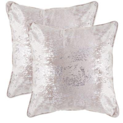 Metallic Mink Splatter Print 20-Inch Square Throw Pillows (Set of 2) in Grey