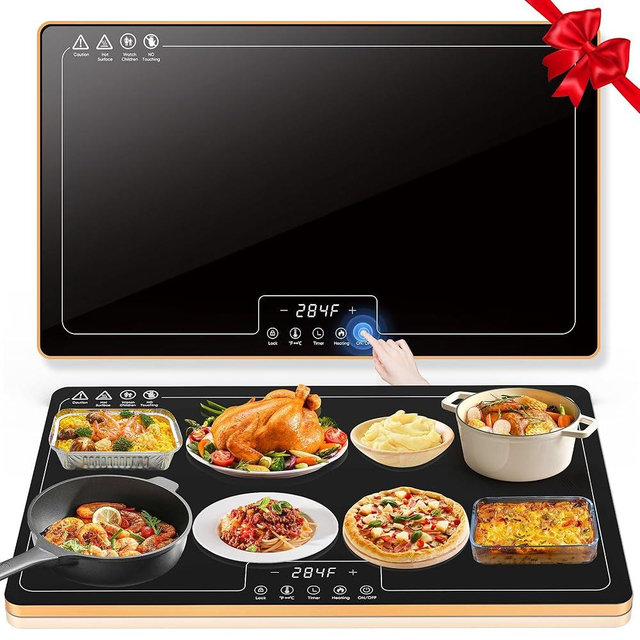 Electric Warming Tray with 11 Temperature Adiustable, Extra Large Food Warmer for Parties Buffet, Gatherings, Commercial & Home Use, Food Warming Mat 10s Fast Full Surface Heating, 24h Timer, 32"x19"