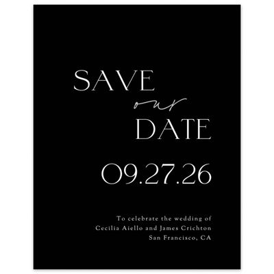 Black Wedding Digital Save the Date - Santiago Portrait