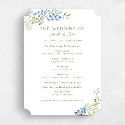Blue Ticket Wedding Program - Rydal