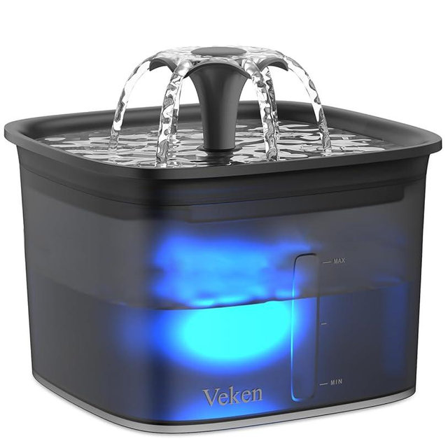 Veken 95oz/2.8L Pet Fountain, Automatic Cat Water Fountain Dog Water Dispenser with Replacement Filters for Cats, Dogs, Multiple Pets (Space Black, Plastic)