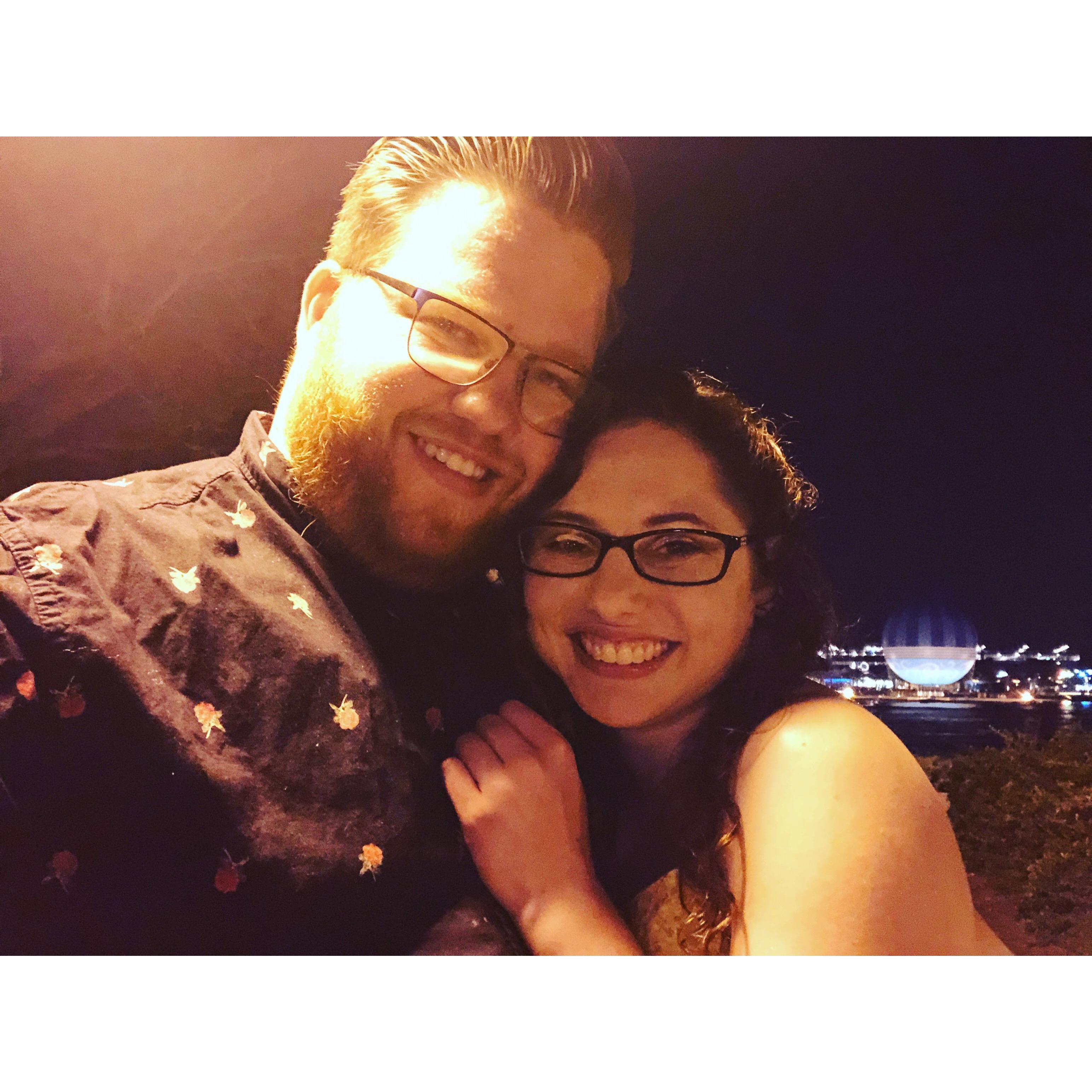 This picture is from our first official date. This moment was following a pipe leak, running late, and my face swelling from an allergy attack. We were determined to celebrate no matter what happened.