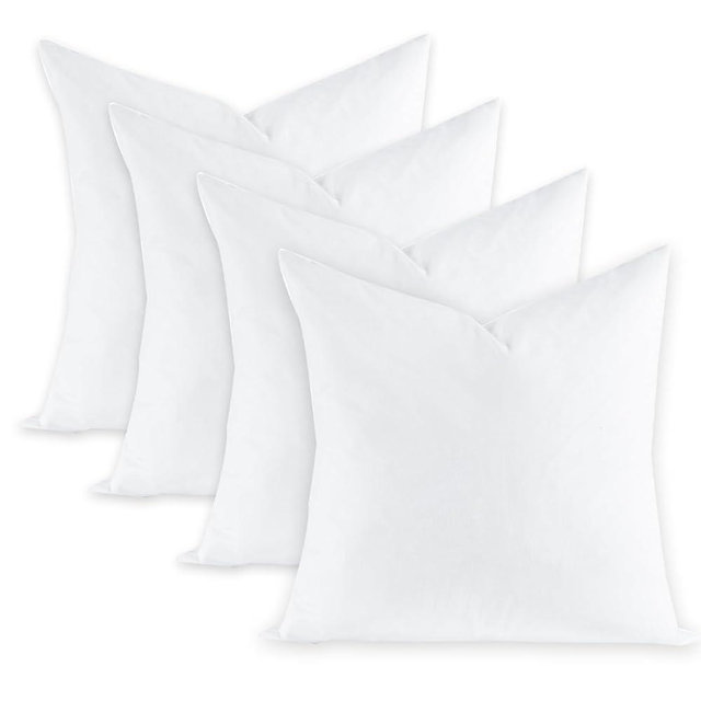 Swandream Fluffy Feather Throw Pillow Inserts Set of 4, Soft Square 18 x 18 Inches Decorative Pillow Insert, Feather and Down Alternative Filled Euro Pillows