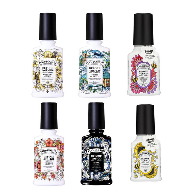 Poo-Pourri Exclusive 4 piece Variety Pack Set - Includes Original Citrus, Royal Flush, Fresh Air, & Lavender Vanilla