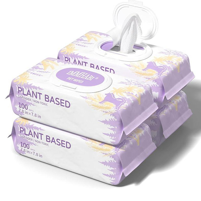 IMMHABI 400 PCS Dog Wipes for Paws and Butt Hypoallergenic Pets Cleansing & Deodorizing Anal Gland Hygienic Puppy Wipes for Dogs Face and Body Wipes Cleaning Fur Doggie Wipes Doggy Wipes (Lavender)