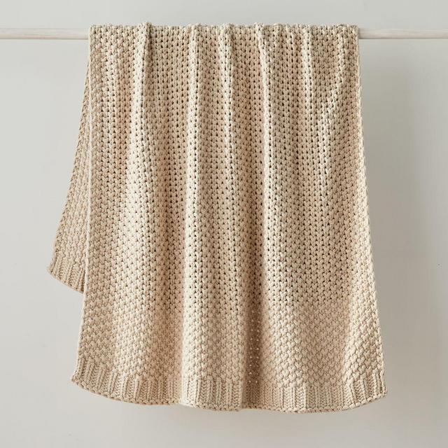 Chunky Cotton Knit Throw, 50"x60", Oatmeal